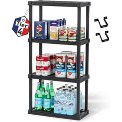 Iris Ohyama Etagere Plastique Rangement  Résistante Noir Charge de 25 kg par Niveau Facile à Assembler  Etagere Garage