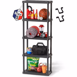 Iris Ohyama Etagere Plastique Rangement Résistante Noir Charge de 25 kg par Niveau Facile à Assembler Etagere Garage