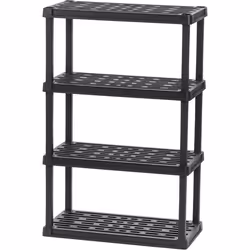 Iris Ohyama Etagere Rangement Légère et Résistante Noir Capacité de 30 kg par Niveau Facile à Assembler Etagere Garage