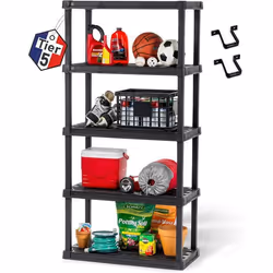 Iris Ohyama Etagere Plastique Rangement  Résistante Noir Charge de 30 kg par Niveau Facile à Assembler  Etagere Garage
