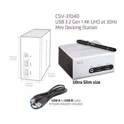 CLUB3D The Club 3D CSV-3104D USB 3.2 Gen 1 4K UHD at 30Hz Mini Docking Station Ultra slim design - Vue supplémentaire 9