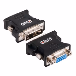 CLUB3D DVI to VGA video converter/adapter, DVI-I, VGA, Noir