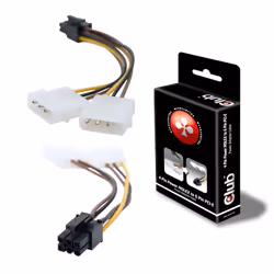 CLUB3D 4 PIN POWER MOLEX TO 6 PIN PCI-E, 0,145 m, Molex (4-pin), PCI-E (6-pin), Mâle, Mâle, Multicolore