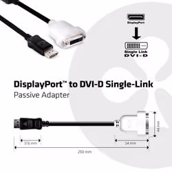 CLUB3D DisplayPort to DVI-D Single Link Adapter Cable