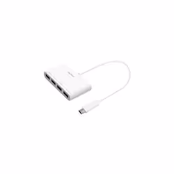Macally UCHUB4, USB 3.2 Gen 1 (3.1 Gen 1) Type-C, USB 3.2 Gen 1 (3.1 Gen 1) Type-A, 5000 Mbit/s, Gris, Blanc, 0,12 m, USB