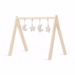 Jollein 108-001-66046, Tapis de gymnastique pour bébé, Barre d'activités, Polyester, Bois, Beige