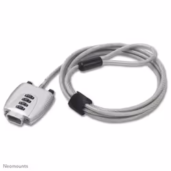Neomounts vga cable de security, 2 m, Verrouillage à combinaison, Acier, Argent