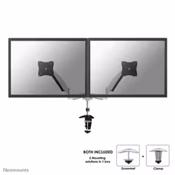 Neomounts support moniteur de bureau, Pince/boulon, 9 kg, 25,4 cm (10"), 68,6 cm (27"), 100 x 100 mm, Argent