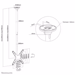 Neomounts support de plafond pour TV/moniteur - Vue supplémentaire 13