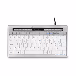 BakkerElkhuizen S-board 840, Sans clé (80 - 87%), USB, Commutateur de touche « ciseaux », QWERTY, Gris clair, Blanc