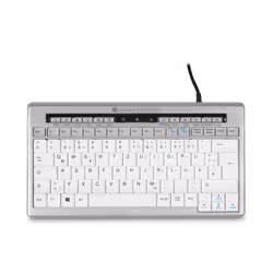 BakkerElkhuizen S-board 840, Sans clé (80 - 87%), USB, Commutateur de touche « ciseaux », QWERTZ, Gris clair, Blanc