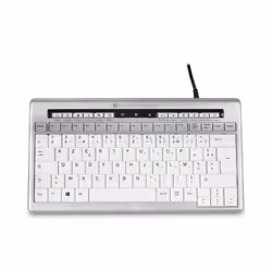 BakkerElkhuizen S-board 840, Sans clé (80 - 87%), USB, Commutateur de touche « ciseaux », AZERTY, Gris clair, Blanc