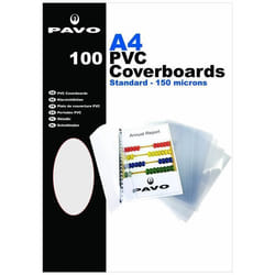 Plats de couverture - PAVO - A4 - PVC transparent - 100 pièces - 015 mm