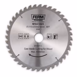 Cette lame de scie FERM de haute qualité à 40 dents est l'accessoire idéal pour le sciage du bois et du MDF. Cette lame s'uti ...