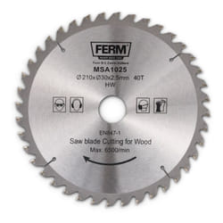 MSM1025 Lame de scie 210x30/16/18 40 dents tct - Ferm