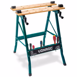 Description générale Cet établi VONROC pliant et pratique convient à tous vos travaux d'intérieur et d'extérieur. Que vous ay ...