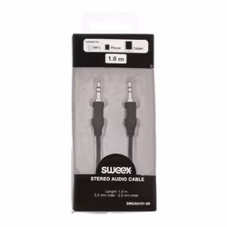 Sweex 3.5 mm / 3.5 mm, 1 m, 3,5mm, Mâle, 3,5mm, Mâle, 1 m, Noir