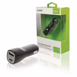 Sweex CH-014BL chargeur d'appareils mobiles Smartphone, Tablette Noir, Gris Allume-cigare Auto