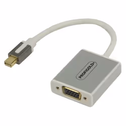 Profigold PROM201, 0,2 m, Mini DisplayPort, VGA (D-Sub), Or, Blanc, Mâle/Femelle