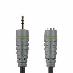 Bandridge BAL3601, 3,5mm, Mâle, 3,5mm, Femelle, 1 m, Noir, Gris