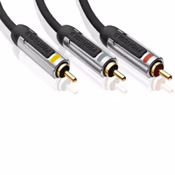 Profigold PROV5305, 5 m, 3 x RCA, Or, Noir, Argent, Mâle/Mâle