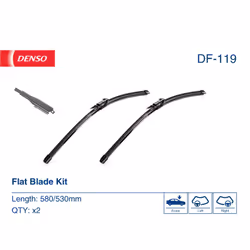 Balai d'essuie-glace DENSO DF-119, Flat Blades, 580+530mm, Avant, 2 pièce - Vue supplémentaire 4