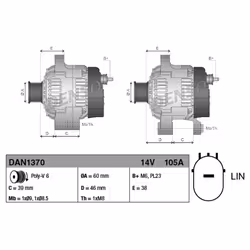 Alternateur DENSO DAN1370 - Vue supplémentaire 5