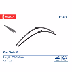 Balai d'essuie-glace DENSO DF-091, Flat Blades, 750+650mm, Avant, 2 pièce