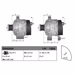 Alternateur DENSO DAN3005 - Vue supplémentaire 5