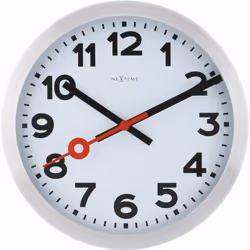 NeXtime 3999AR, Mur, Quartz clock, Cercle, Aluminium, Noir, Rouge, Blanc, Aluminium, Adultes