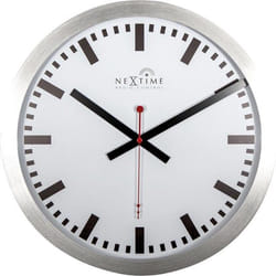 NeXtime Station Radio Controlled (DCF) Horloge atomique Rond Aluminium, Blanc