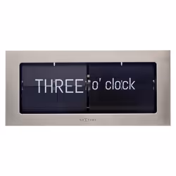 NeXtime Big Flip Text, Table, Quartz clock, Rectangle, Noir, Argent, Acier inoxydable, Analogique