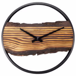 NeXtime Forest, Mur, Quartz clock, Rond, Noir, Marron, Métal, Bois