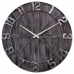 NeXtime York, Mur, Horloge mécanique, Cercle, Noir, Métal, Bois, AA