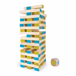 BS Toys Buitenspeel "Large Tower" Game with 60 Blocks and Dice (Multi-Colour)