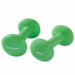 Tunturi 14TUSCL378, Haltère au poids fixe, Vert, Fonte, Néoprène, 4 kg, 22,4 cm