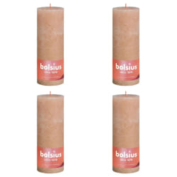 Bolsius Bougies Pilier Rustiques Rose Brumeux 4 pcs