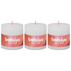 Bolsius Bougies pilier rustiques Shine 3 pcs - Blanc nuageux