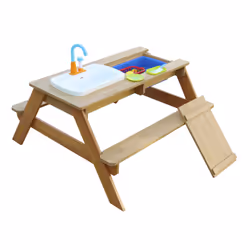 AXI Emily Sand & Water Picnic table with Play kitchen sink Brown - Vue supplémentaire 11
