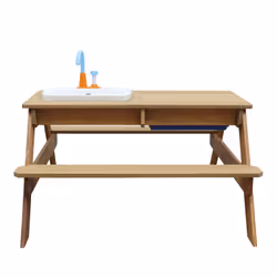AXI Emily Sand & Water Picnic table with Play kitchen sink Brown - Vue supplémentaire 15