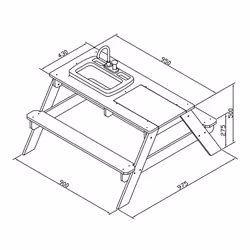 AXI Emily Sand & Water Picnic table with Play kitchen sink Brown - Vue supplémentaire 16