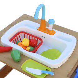 AXI Emily Sand & Water Picnic table with Play kitchen sink Brown