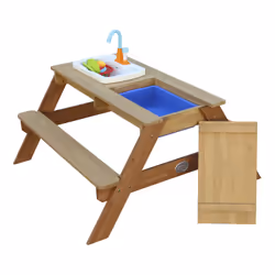 AXI Emily Sand & Water Picnic table with Play kitchen sink Brown - Vue supplémentaire 8