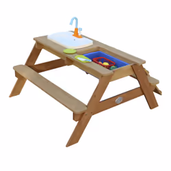 AXI Emily Sand & Water Picnic table with Play kitchen sink Brown - Vue supplémentaire 9