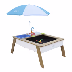 AXI Linda Sand & Water Table with Play Kitchen sink Brown/white - Umbrella Blue/white - Vue supplémentaire 3