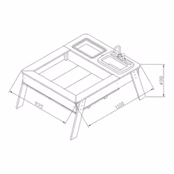 AXI Linda Sand & Water Table with Play Kitchen sink Brown - Umbrella Blue/White - Vue supplémentaire 13