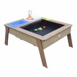 AXI Linda Sand & Water Table with Play Kitchen sink Brown - Umbrella Blue/White - Vue supplémentaire 4