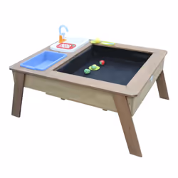 AXI Linda Sand & Water Table with Play Kitchen sink Brown - Umbrella Blue/White - Vue supplémentaire 5