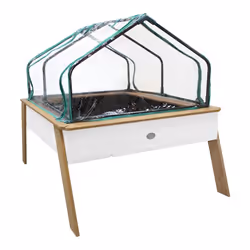 AXI Linda Table de Culture en bois avec Bac & Voile de Jardin  Potager sur Pied / Jardinière avec serre en marron & blanc