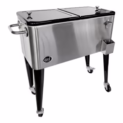 AXI Retro Cooler Stainless Steel, Acier inoxydable, Métal, Plastique, Polyuréthane (PU), 4 roue(s), Acier inoxydable, Chine